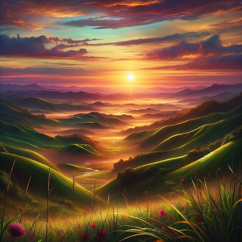 Twilight Serenity over Emerald Valleys